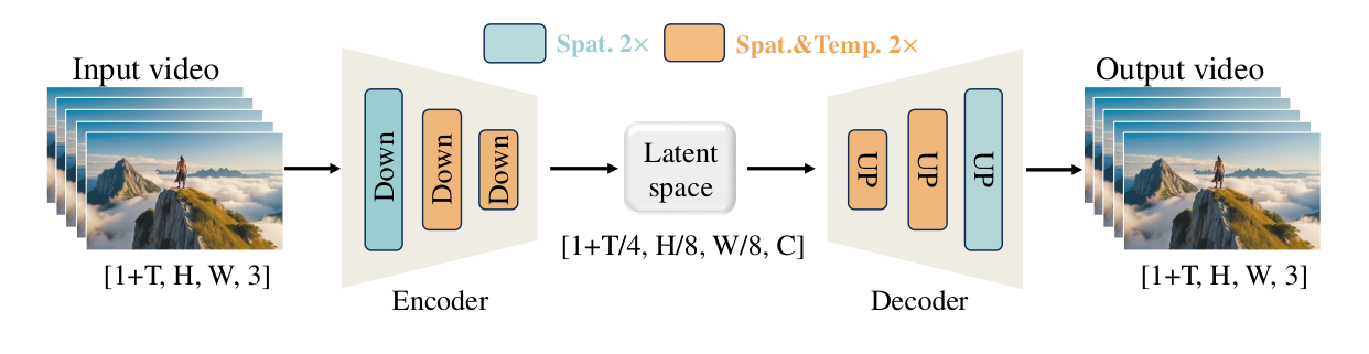 Wan Figure 5:区分空间下采样与时空下采样的 VAE